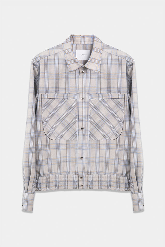SEANNUNG - MEN- Double Pocketed Jacket Style Striped Shirt 格紋立體口袋外套式襯衫