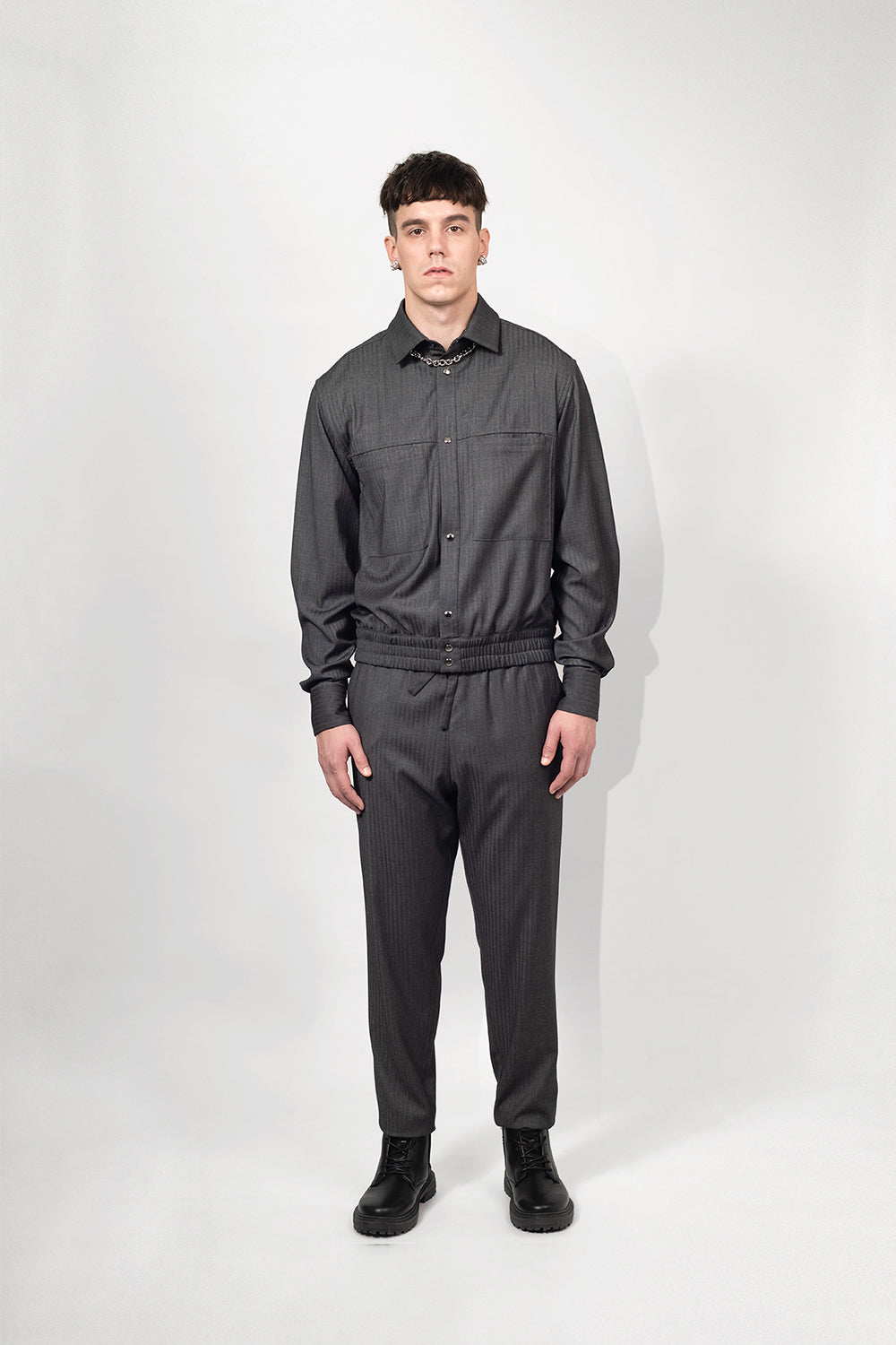 SEANNUNG - MEN - Jacket Style Striped Shirt 直條外套式長袖襯衫