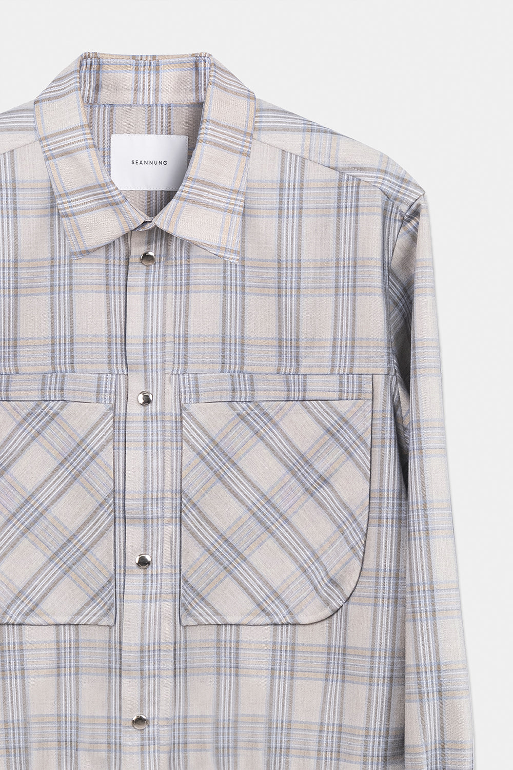 SEANNUNG - MEN- Double Pocketed Jacket Style Striped Shirt 格紋立體口袋外套式襯衫