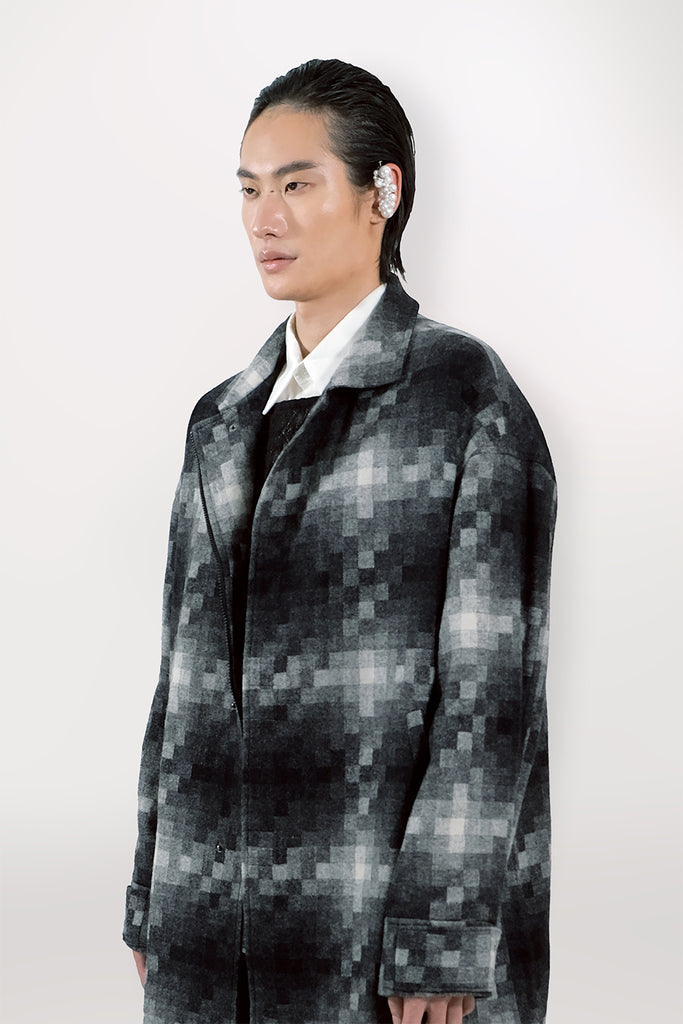 SEANNUNG - MEN - Plaid Pattern Wool Locomotivee Jacket 格紋毛料騎士夾克