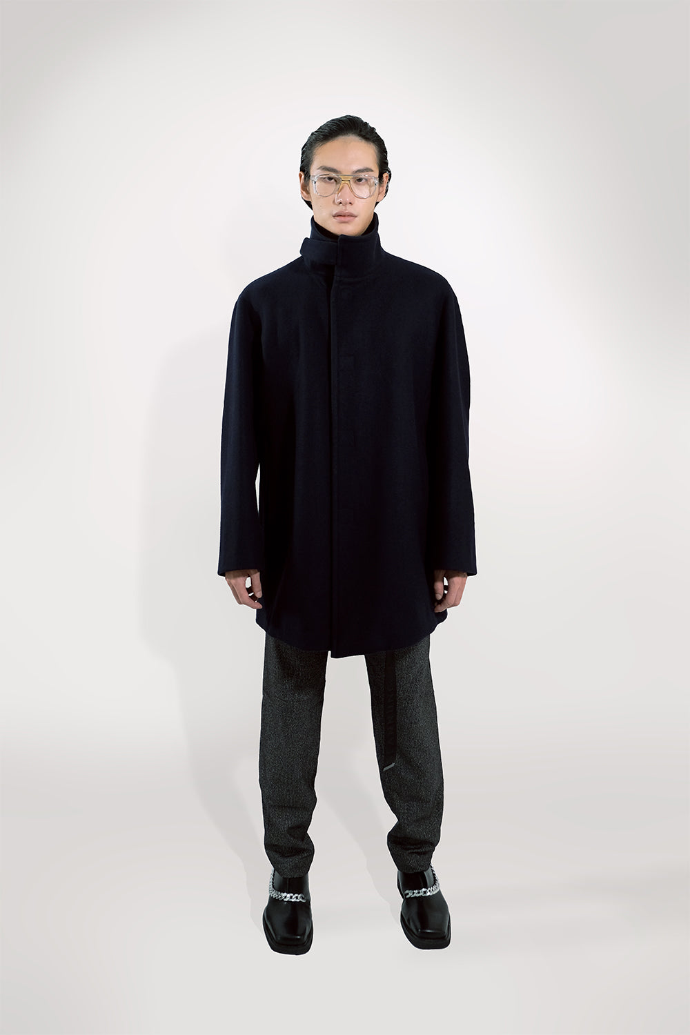 SEANNUNG - MEN - STAND COLLAR WOOL COAT 毛料騎士夾克