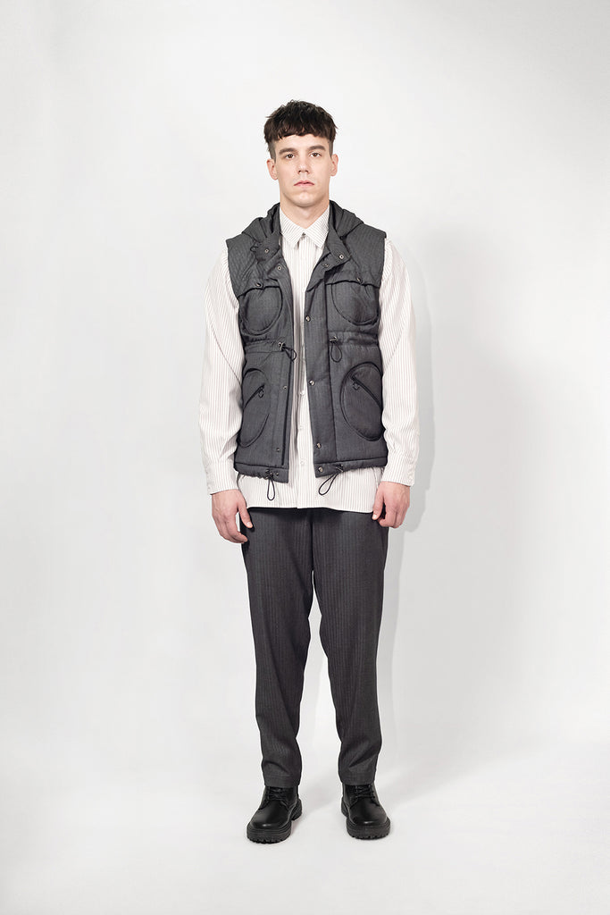 SEANNUNG - MEN - Circle Patch Pocket Sleeveless Quilted Vest 圓形口袋鋪棉夾克