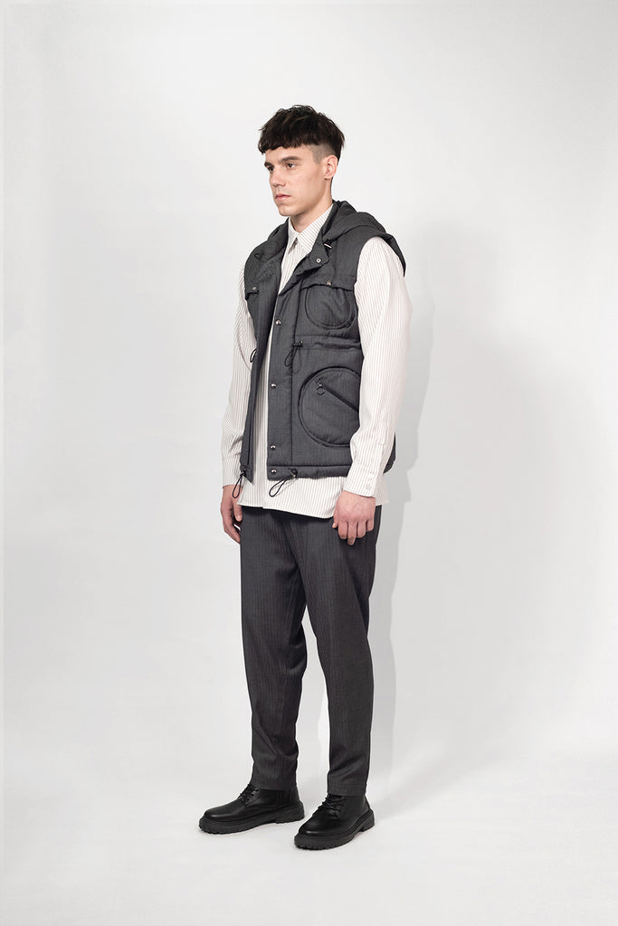 SEANNUNG - MEN - Circle Patch Pocket Sleeveless Quilted Vest 圓形口袋鋪棉夾克