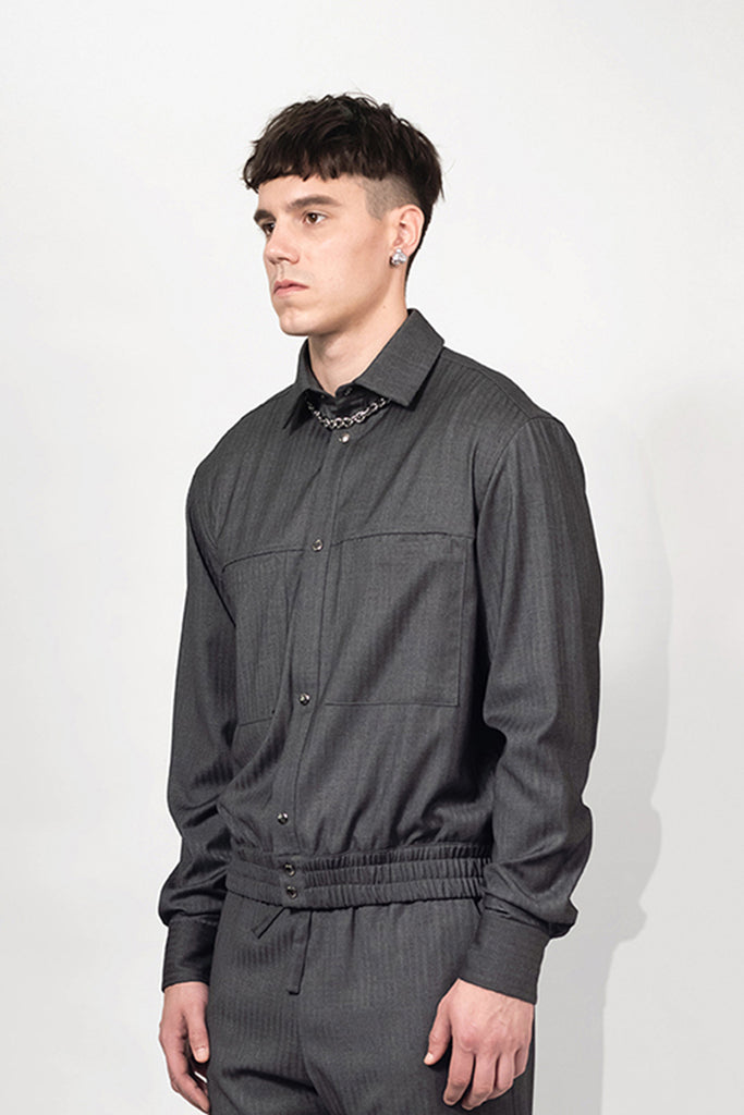 SEANNUNG - MEN - Jacket Style Striped Shirt 直條外套式長袖襯衫