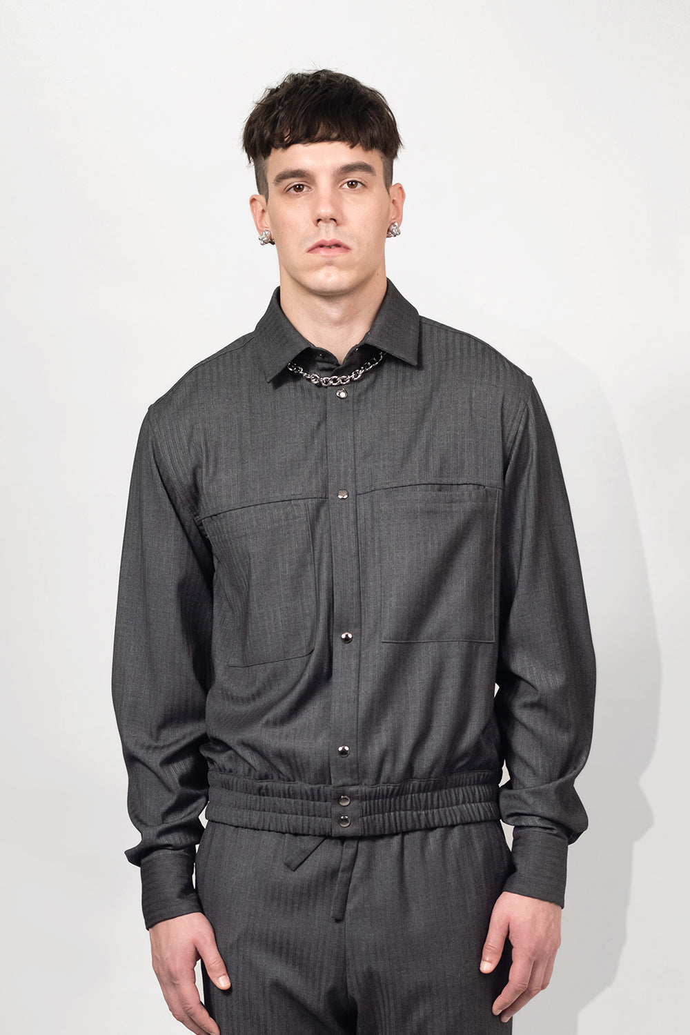 SEANNUNG - MEN - Jacket Style Striped Shirt 直條外套式長袖襯衫