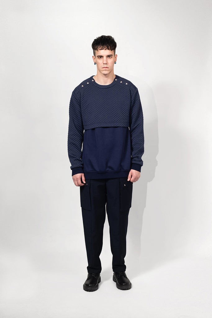 SEANNUNG - MEN - Double-Layer Cutting Top 雙層剪裁大學T