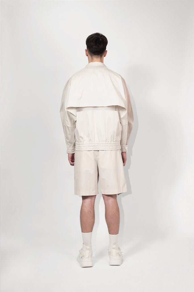 SEANNUNG - MEN - Batwing Sleeve Splice Jacket 奶油色剪接披風連袖外套