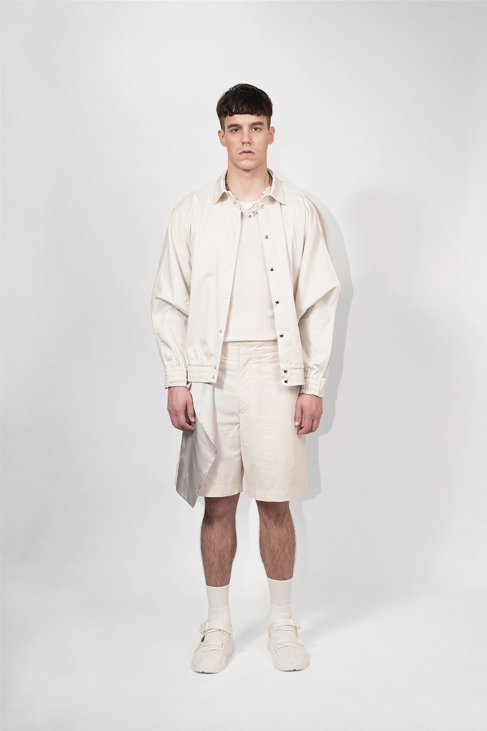 SEANNUNG - MEN - Batwing Sleeve Splice Jacket 奶油色剪接披風連袖外套