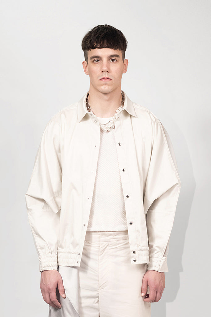 SEANNUNG - MEN - Batwing Sleeve Splice Jacket 奶油色剪接披風連袖外套