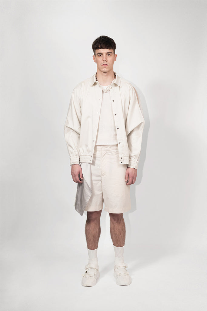SEANNUNG - MEN - Batwing Sleeve Splice Jacket 奶油色剪接披風連袖外套