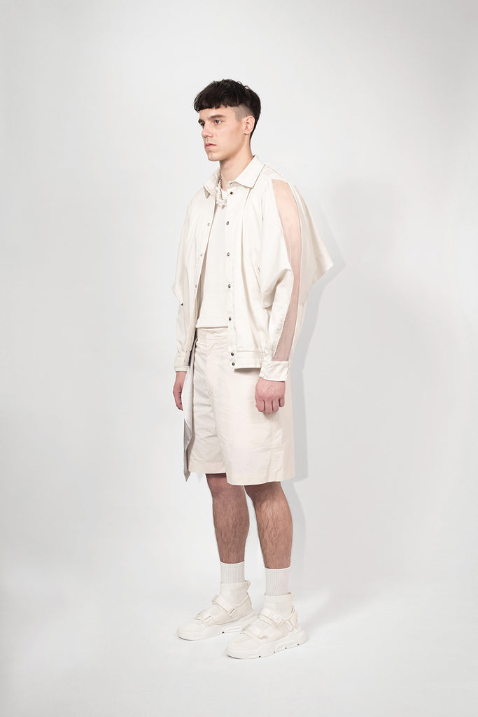 SEANNUNG - MEN - Batwing Sleeve Splice Jacket 奶油色剪接披風連袖外套
