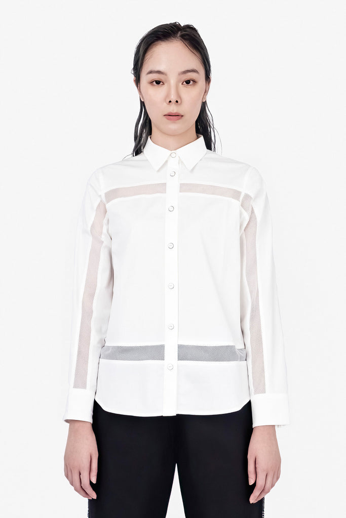 SEANNUNG - WOMEN - Long Sleeve Mesh Shirt 網布拼接長袖襯衫 