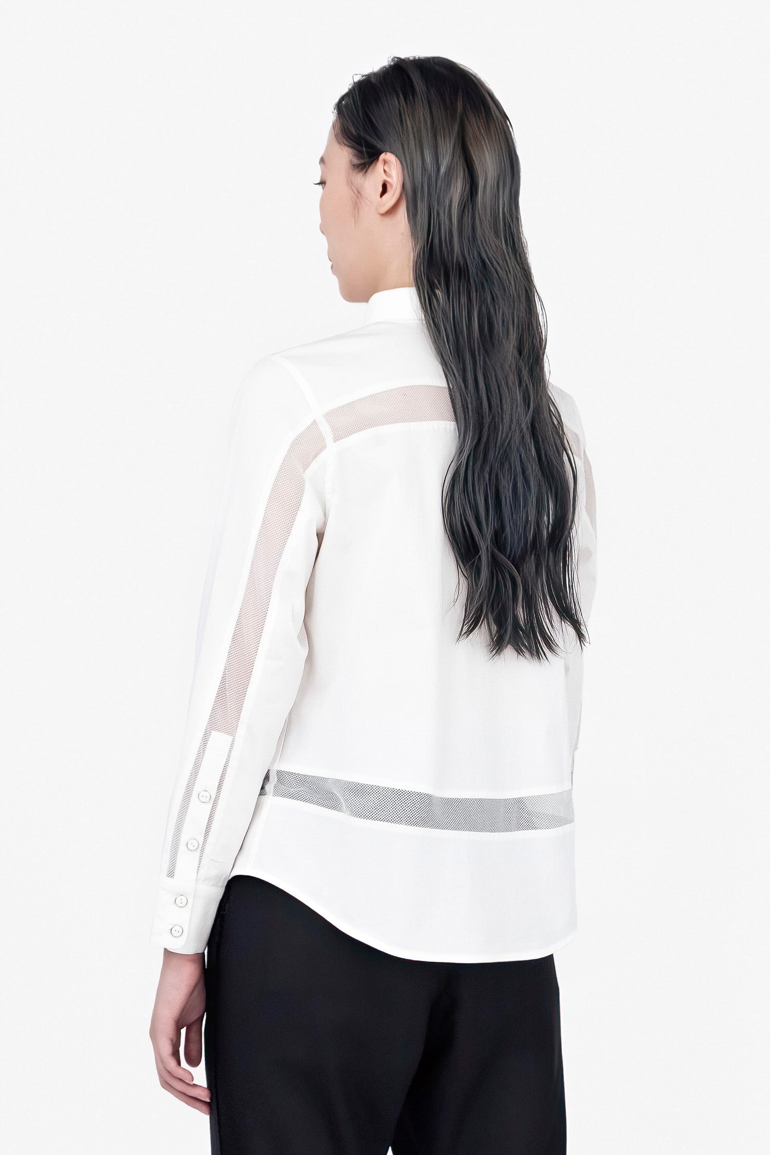 SEANNUNG - WOMEN - Long Sleeve Mesh Shirt 網布拼接長袖襯衫 