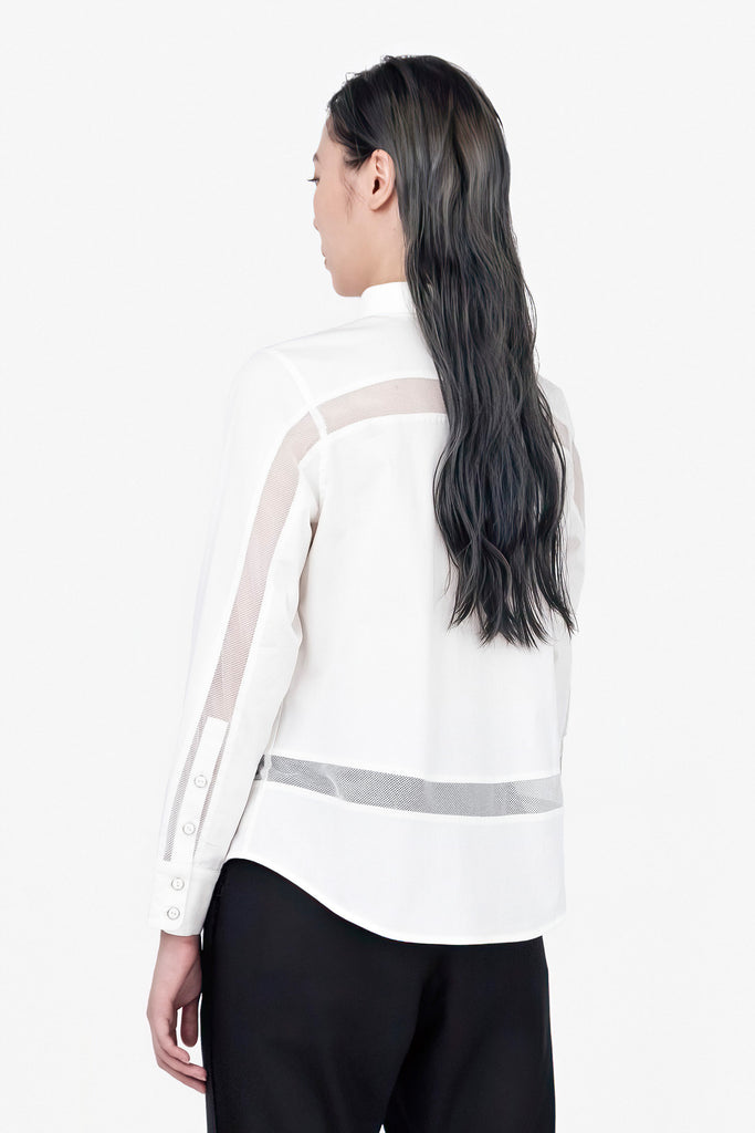 SEANNUNG - WOMEN - Long Sleeve Mesh Shirt 網布拼接長袖襯衫 