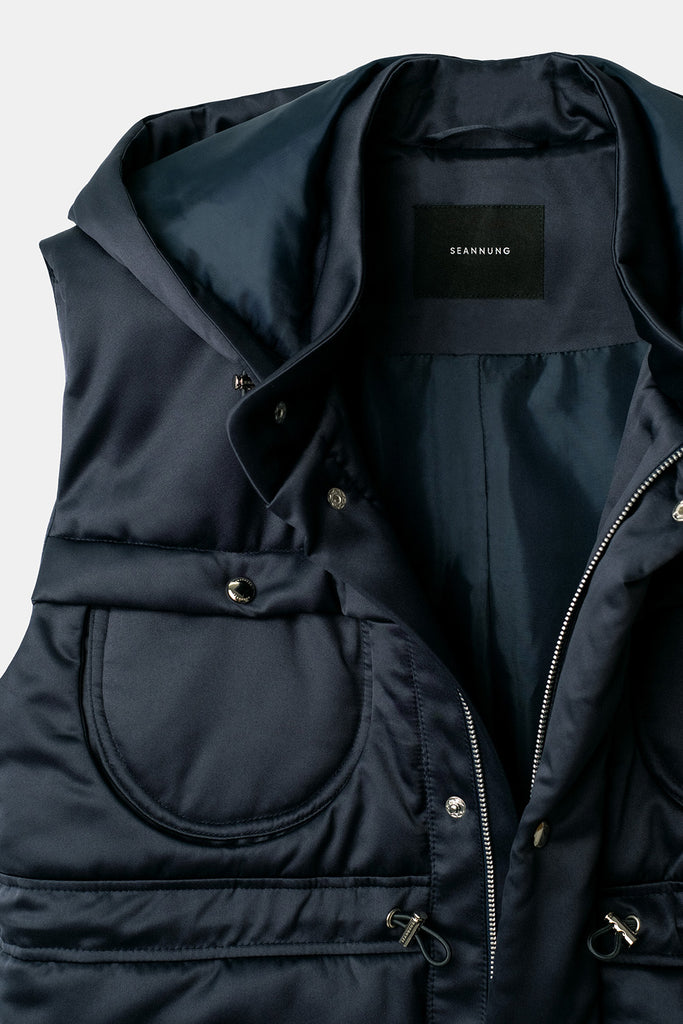 SEANNUNG - MEN - Circle Patch Pocket Sleeveless Jacket in Navy 深藍色圓形口袋鋪棉無袖夾克