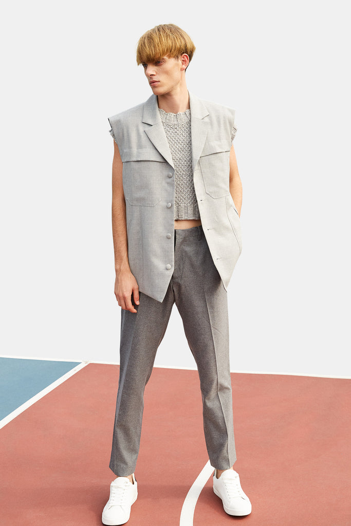 SEANNUNG - 淺灰無袖正裝背心 Grey Sleeveless Blazer - Men