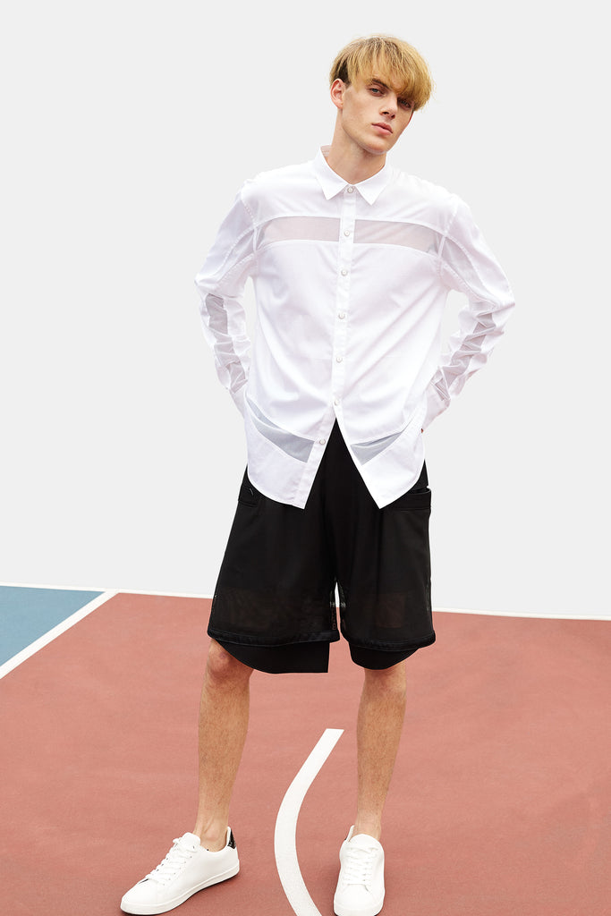 SEANNUNG - MEN - Long Sleeve Mesh Shirt 網布拼接長袖襯衫 