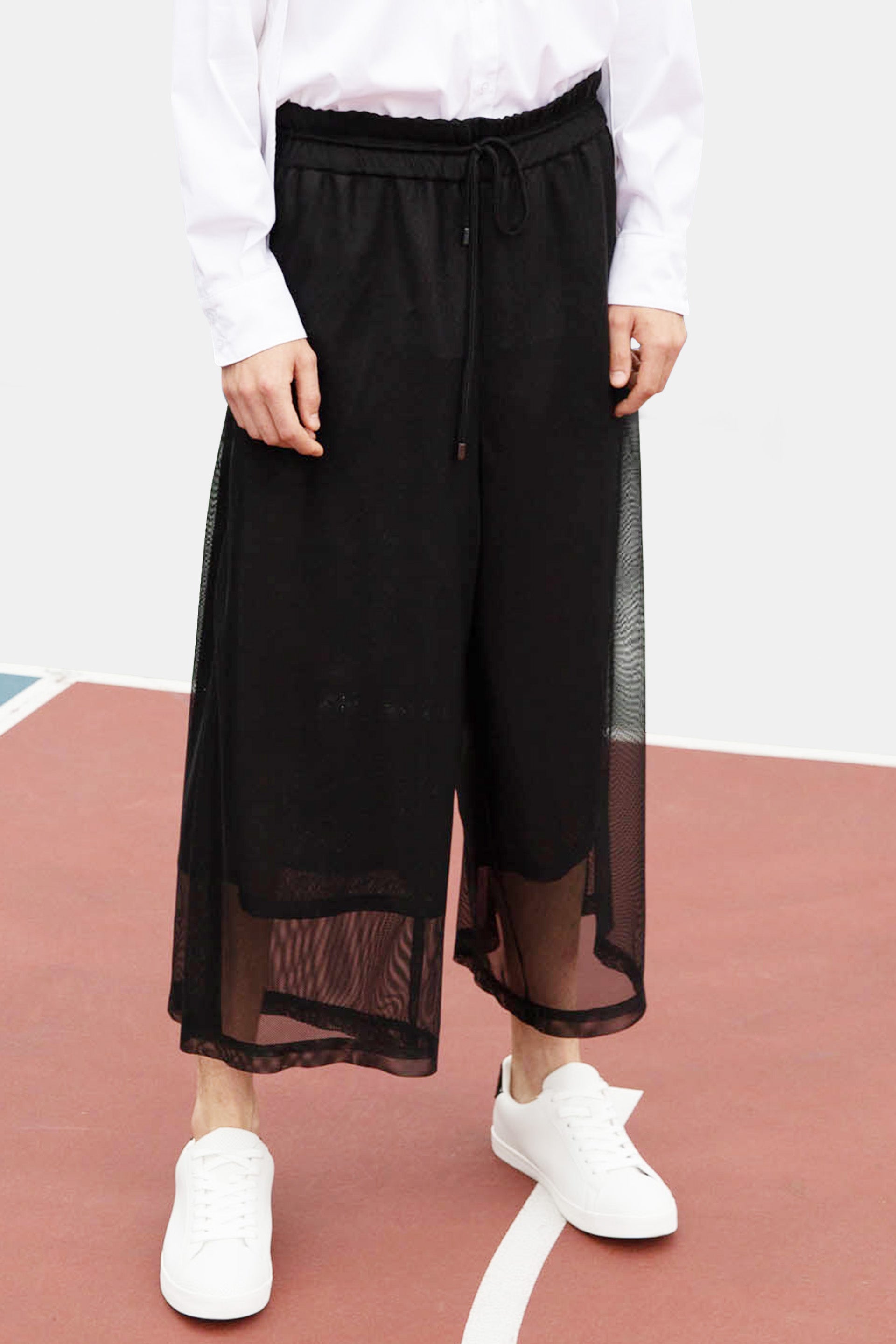 SEANNUNG - MEN - Double Layer Meshed Wide-leg Trousers 雙層網寬管褲