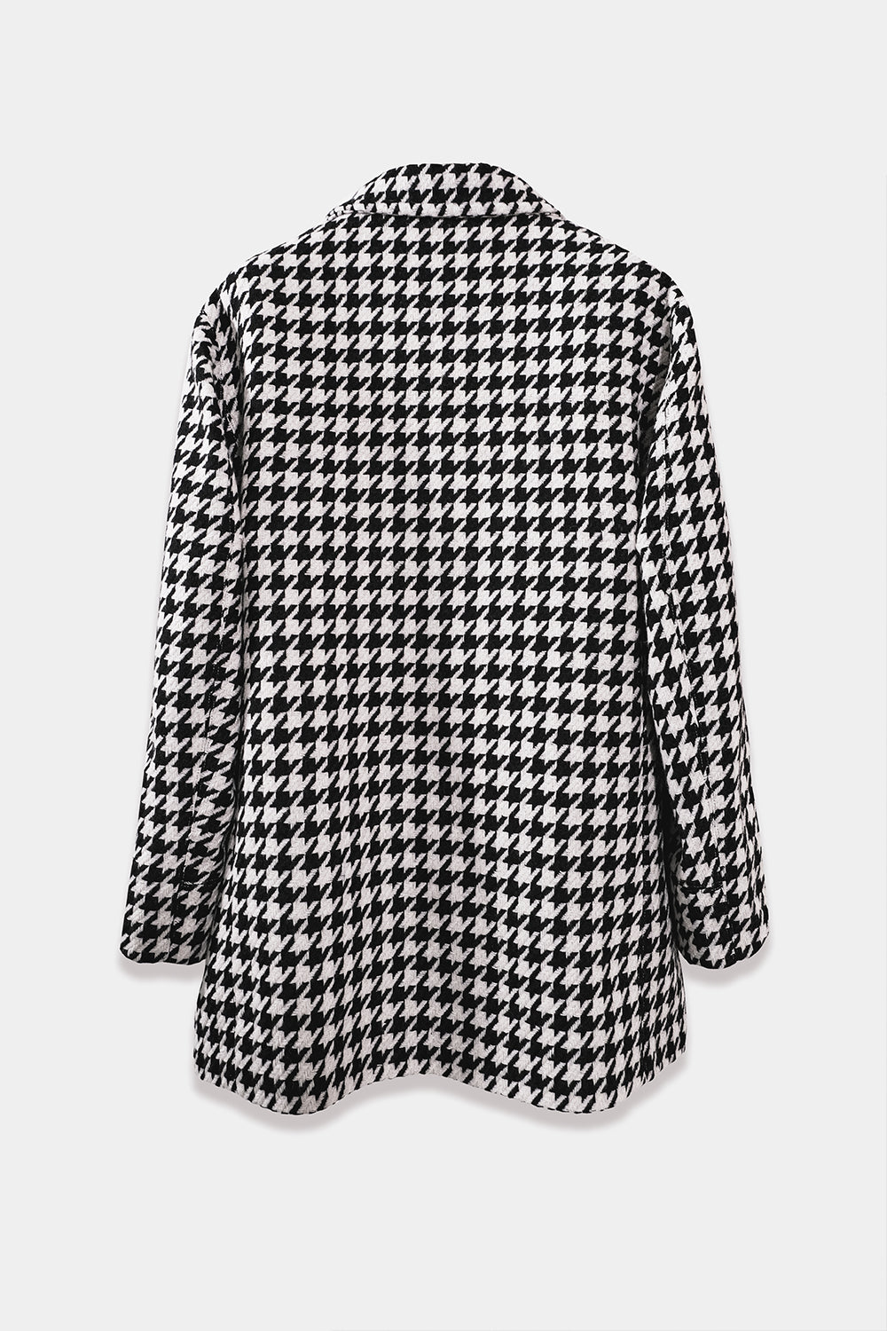 SEANNUNG - MEN - HOUNDSTOOTH PATTERN STAND COLLAR WOOL COAT 千鳥格毛料高領外套