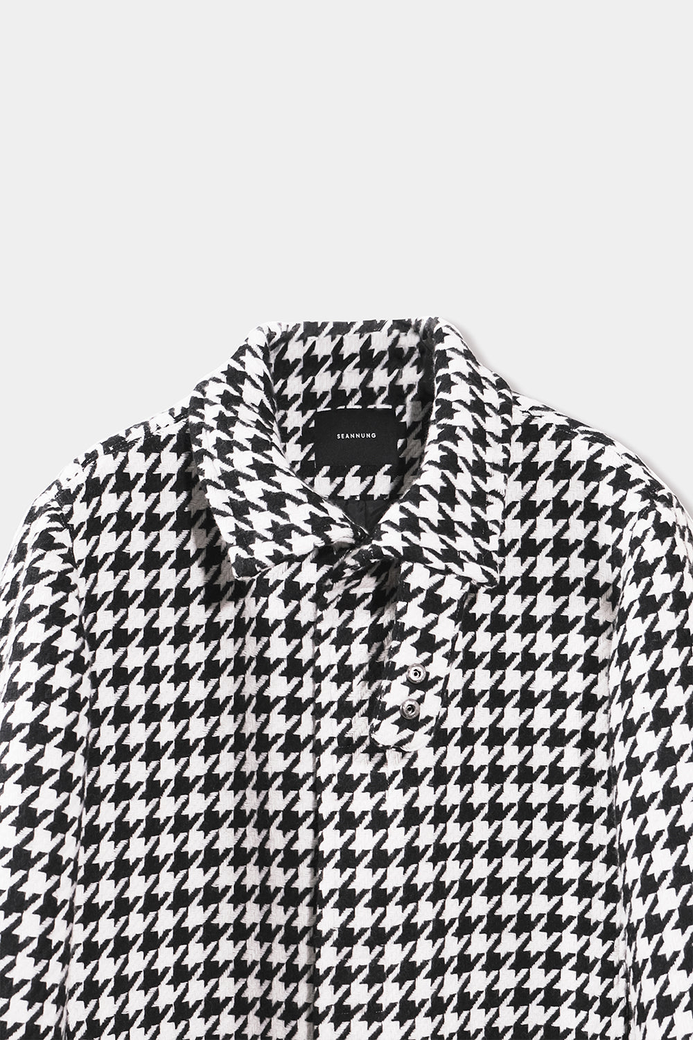 SEANNUNG - MEN - HOUNDSTOOTH PATTERN STAND COLLAR WOOL COAT 千鳥格毛料高領外套