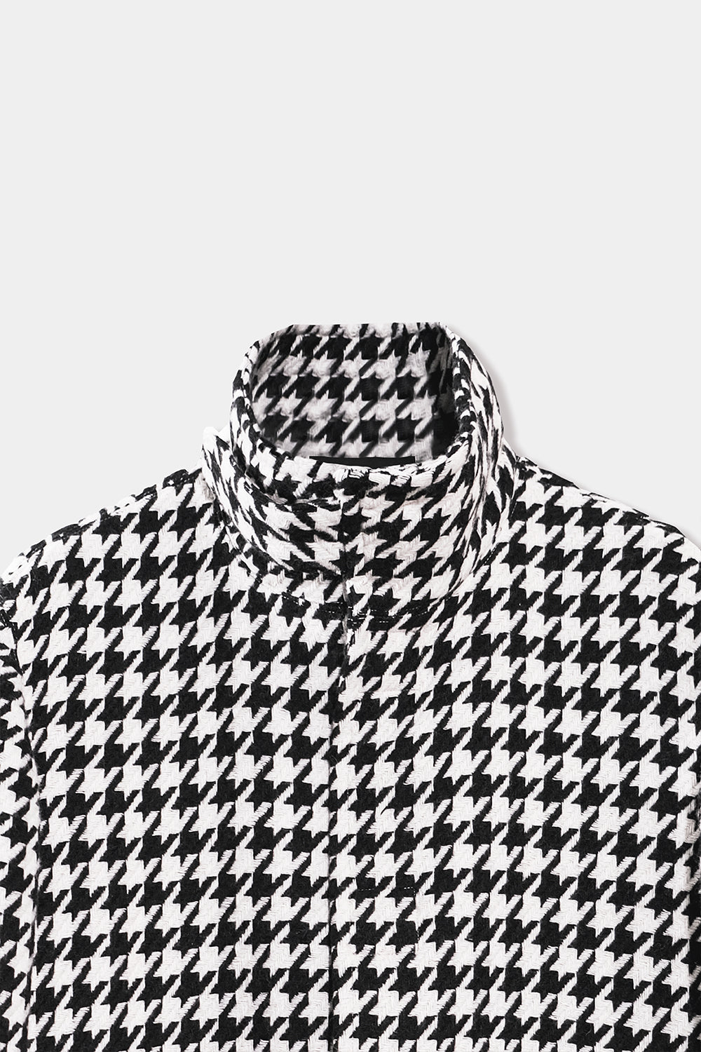 SEANNUNG - MEN - HOUNDSTOOTH PATTERN STAND COLLAR WOOL COAT 千鳥格毛料高領外套