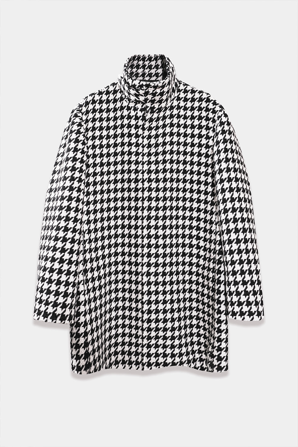 SEANNUNG - MEN - HOUNDSTOOTH PATTERN STAND COLLAR WOOL COAT 千鳥格毛料高領外套