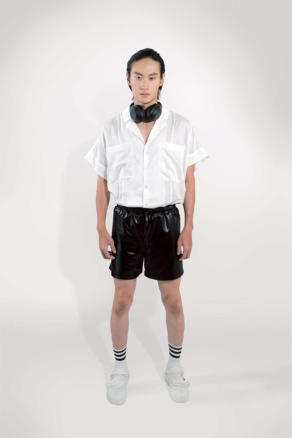 SEANNUNG - MEN - Exposed-Zip Sweat Shorts 亮面綁帶短褲