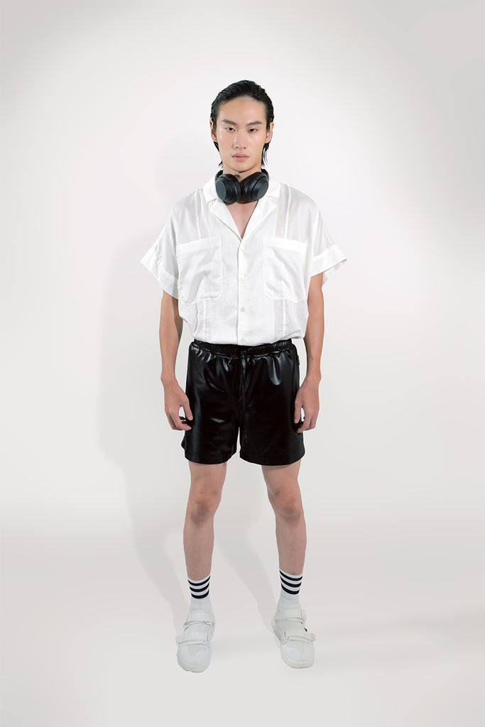 SEANNUNG - MEN - Exposed-Zip Sweat Shorts 亮面綁帶短褲