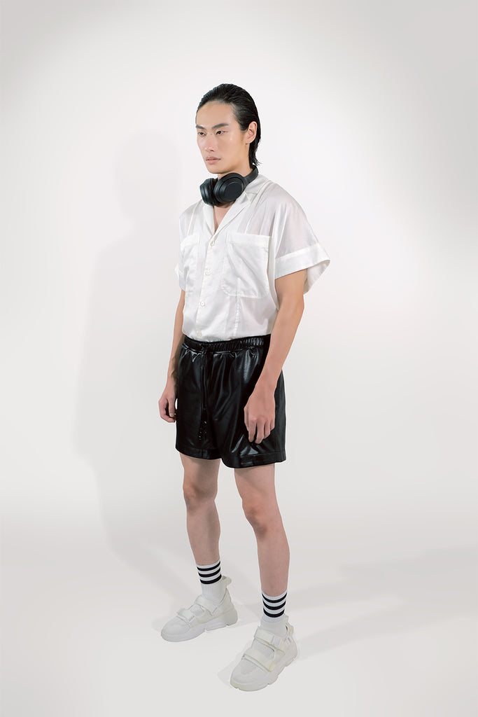 SEANNUNG - MEN - Exposed-Zip Sweat Shorts 亮面綁帶短褲