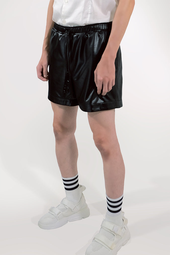 SEANNUNG - MEN - Exposed-Zip Sweat Shorts 亮面綁帶短褲