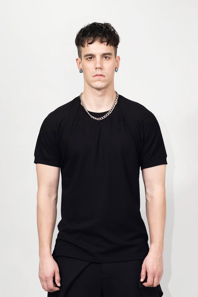 SEANNUNG - MEN - Double Layered Shoulder Detail Shirt  層次披肩T恤