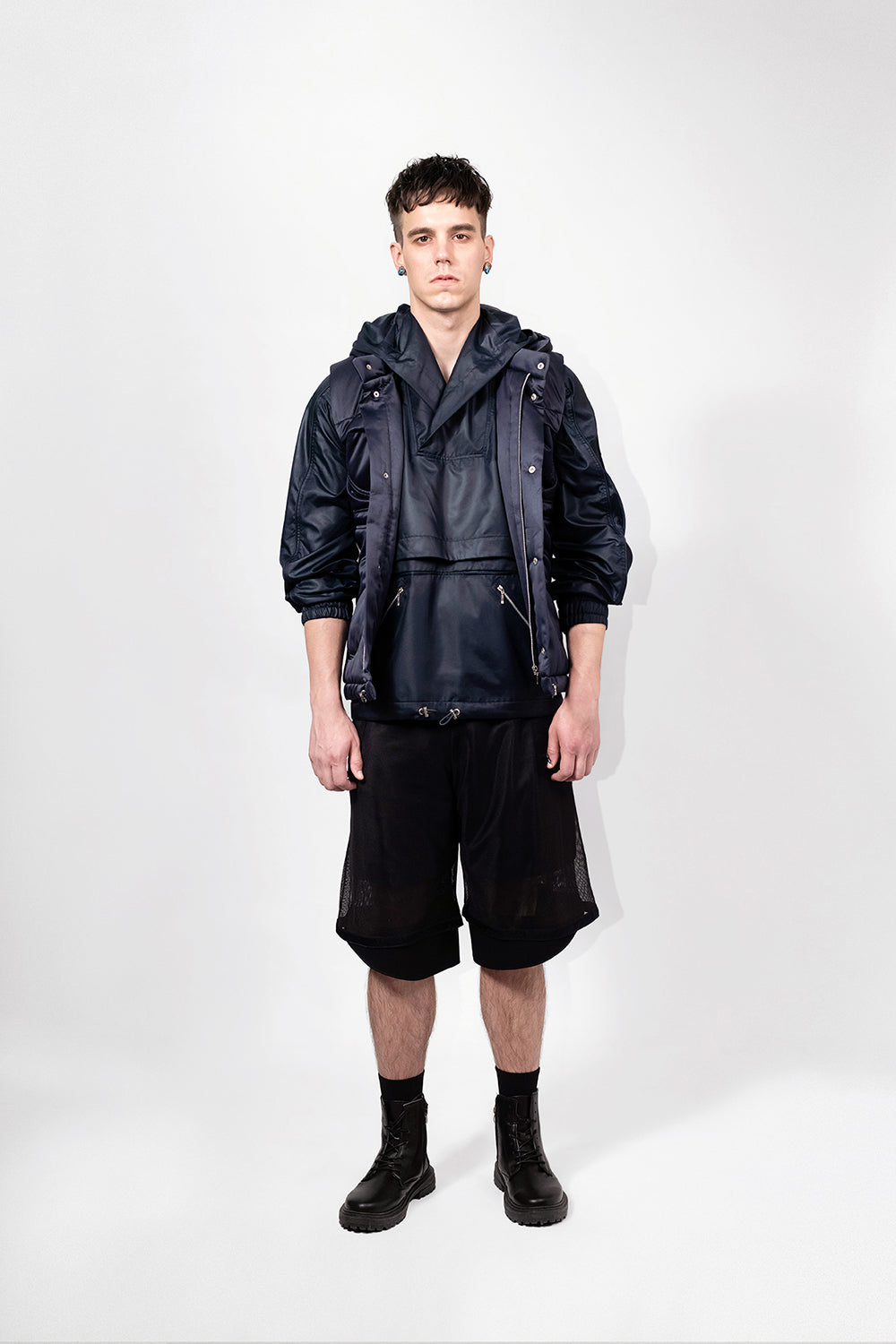 SEANNUNG - MEN - Circle Patch Pocket Sleeveless Jacket in Navy 深藍色圓形口袋鋪棉無袖夾克