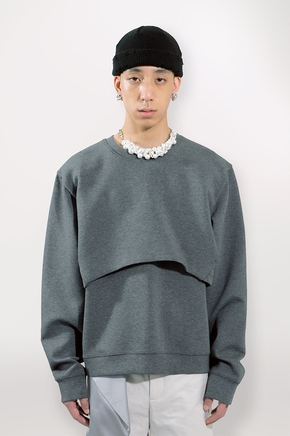 SEANNUNG - MEN - Double-Layered Oversized Top 雙層剪裁大學T
