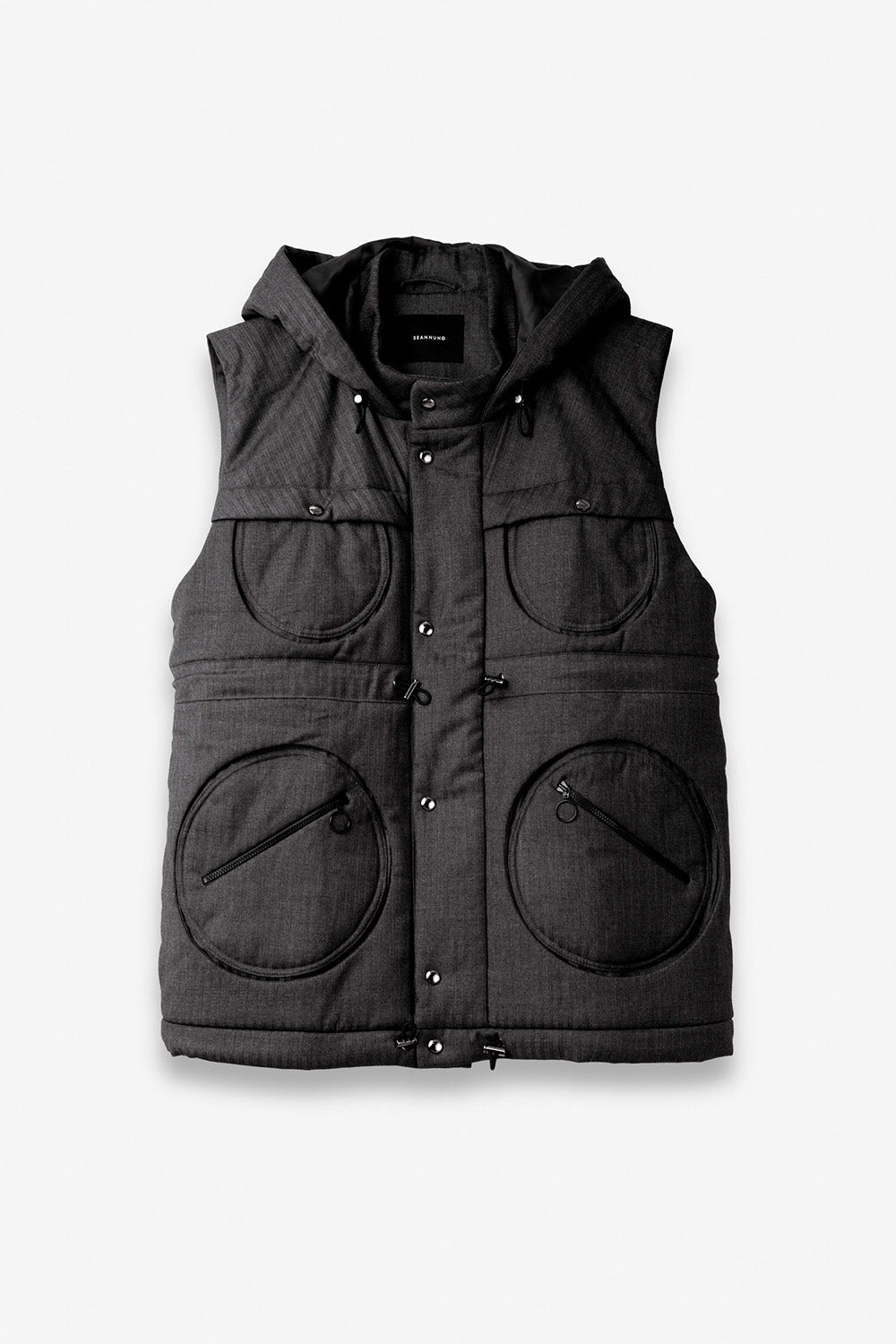 SEANNUNG - MEN - Circle Patch Pocket Sleeveless Quilted Vest 圓形口袋鋪棉夾克