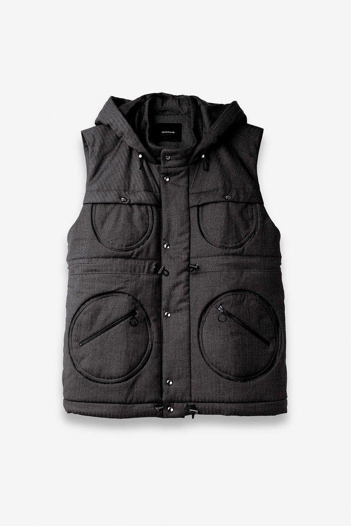SEANNUNG - MEN - Circle Patch Pocket Sleeveless Quilted Vest 圓形口袋鋪棉夾克