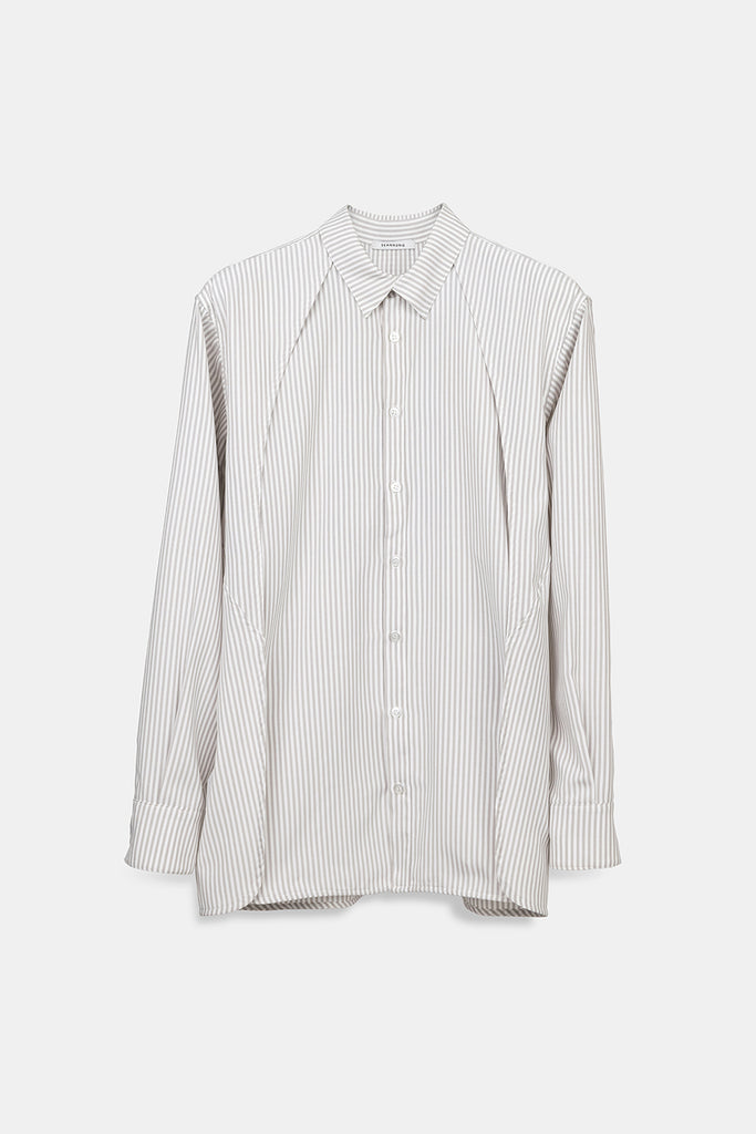 SEANNUNG - MEN - Striped Pattern Double Layered Shoulder Detail Shirt 條紋披肩襯衫 