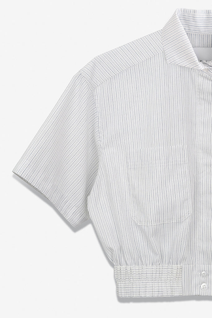 SEANNUNG - WOMEN -  Striped Pattern Short Shirt 條紋短袖外套式襯衫