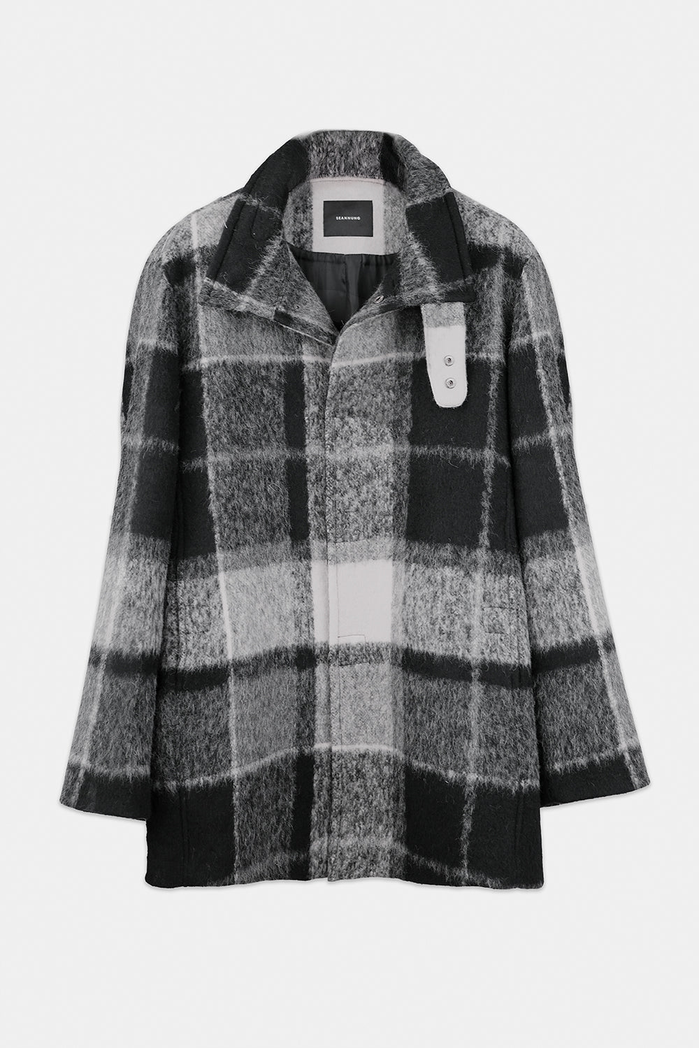 SEANNUNG - MEN - PLAID PATTERN STAND COLLAR WOOL COAT 格紋毛料騎士夾克