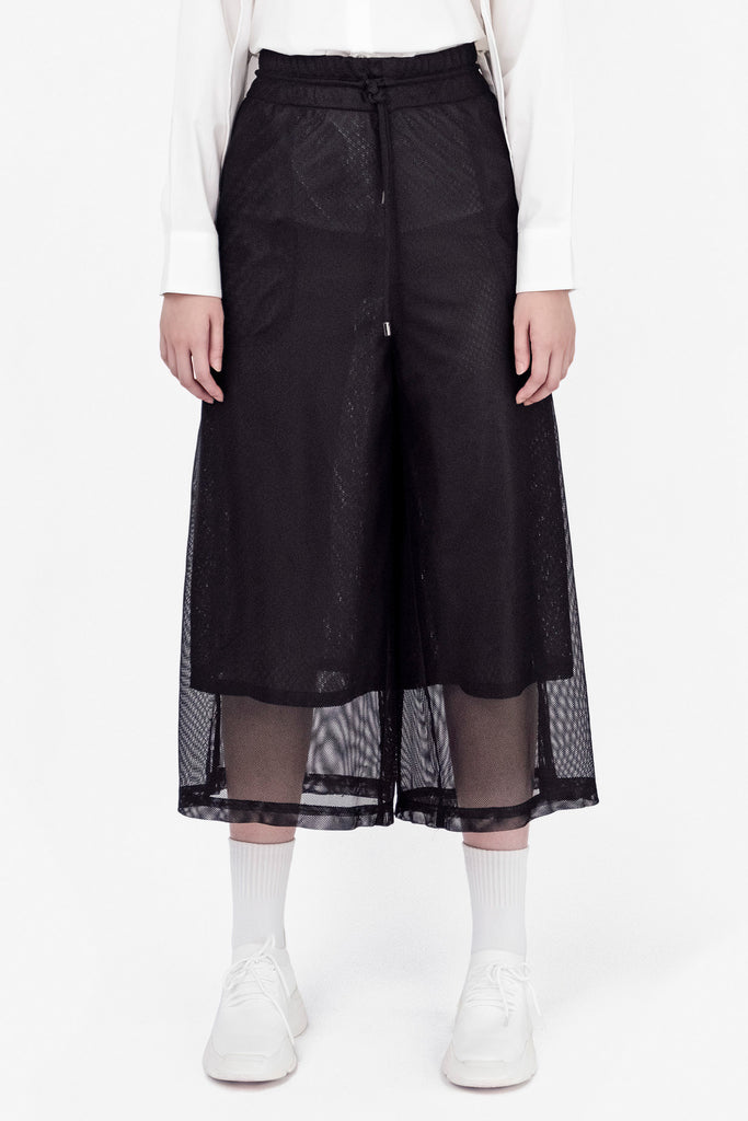 SEANNUNG - 雙層網寬管褲 Double Layer Meshed Wide-leg Trousers - Woman