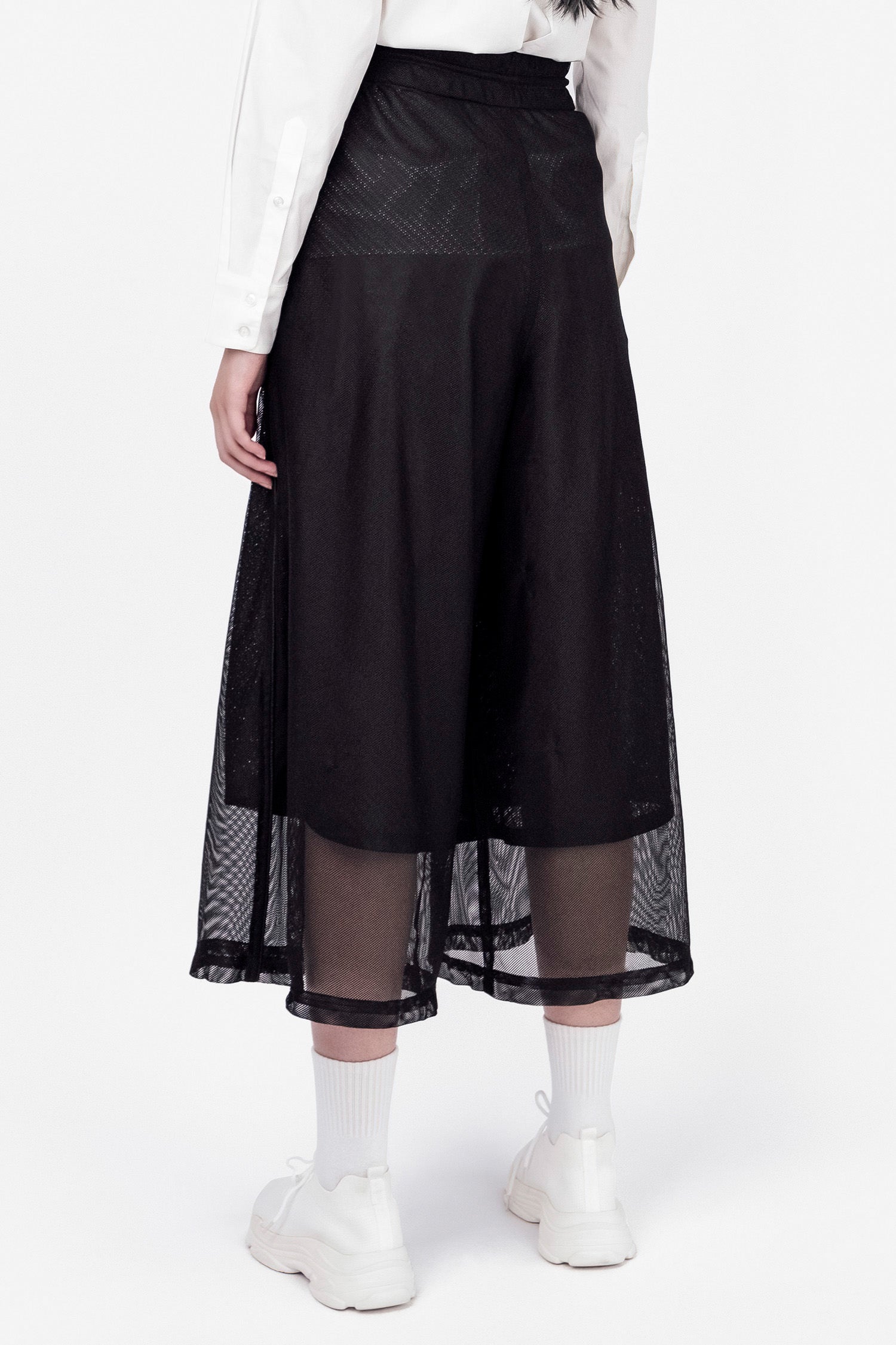 SEANNUNG - 雙層網寬管褲 Double Layer Meshed Wide-leg Trousers - Woman