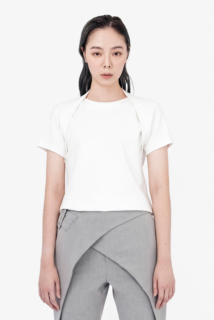 SEANNUNG - WOMEN - Double Layered Shoulder Detail Shirt  層次披肩T恤