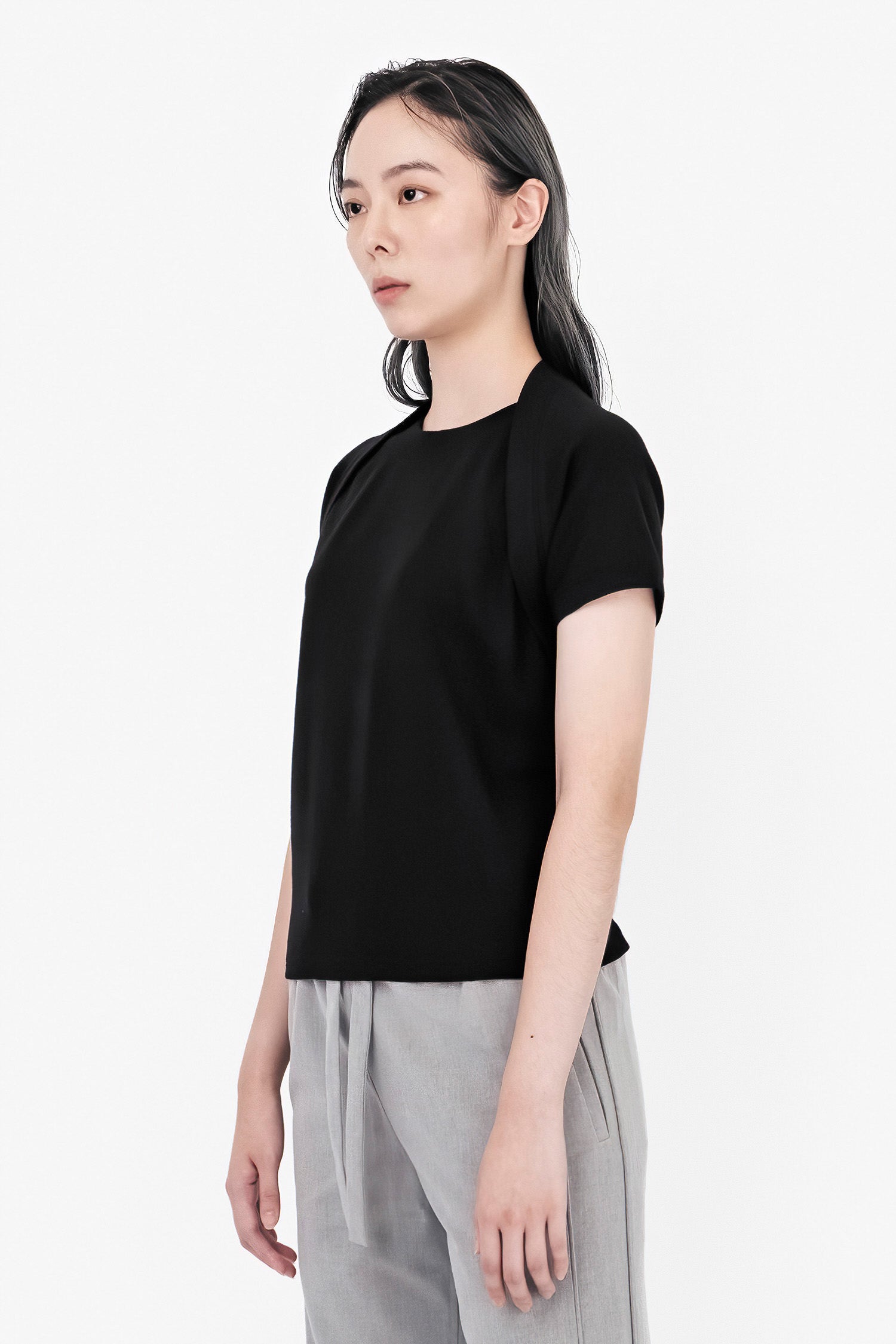 SEANNUNG - WOMEN - Double Layered Shoulder Detail Shirt  層次披肩T恤