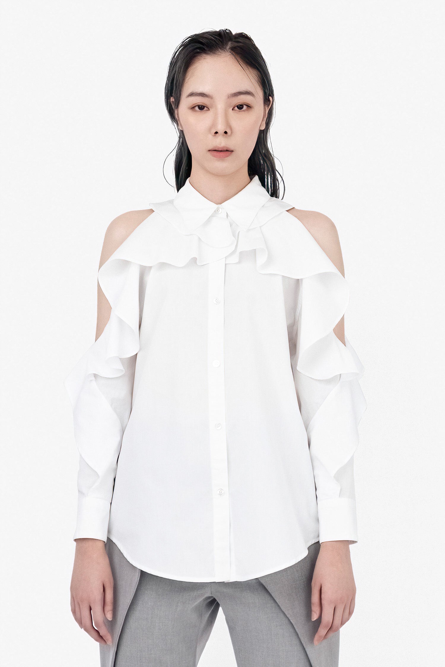 SEANNUNG - WOMEN - Off-Shoulder Flounced Shirt 露肩荷葉襯衫