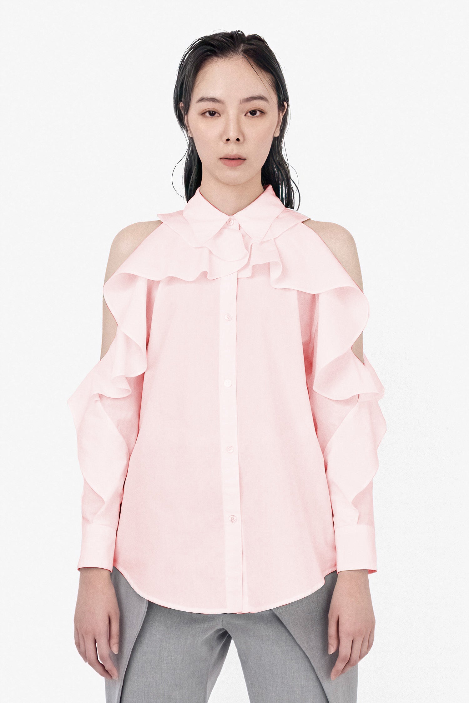 SEANNUNG - WOMEN - Off-Shoulder Flounced Shirt 露肩荷葉襯衫