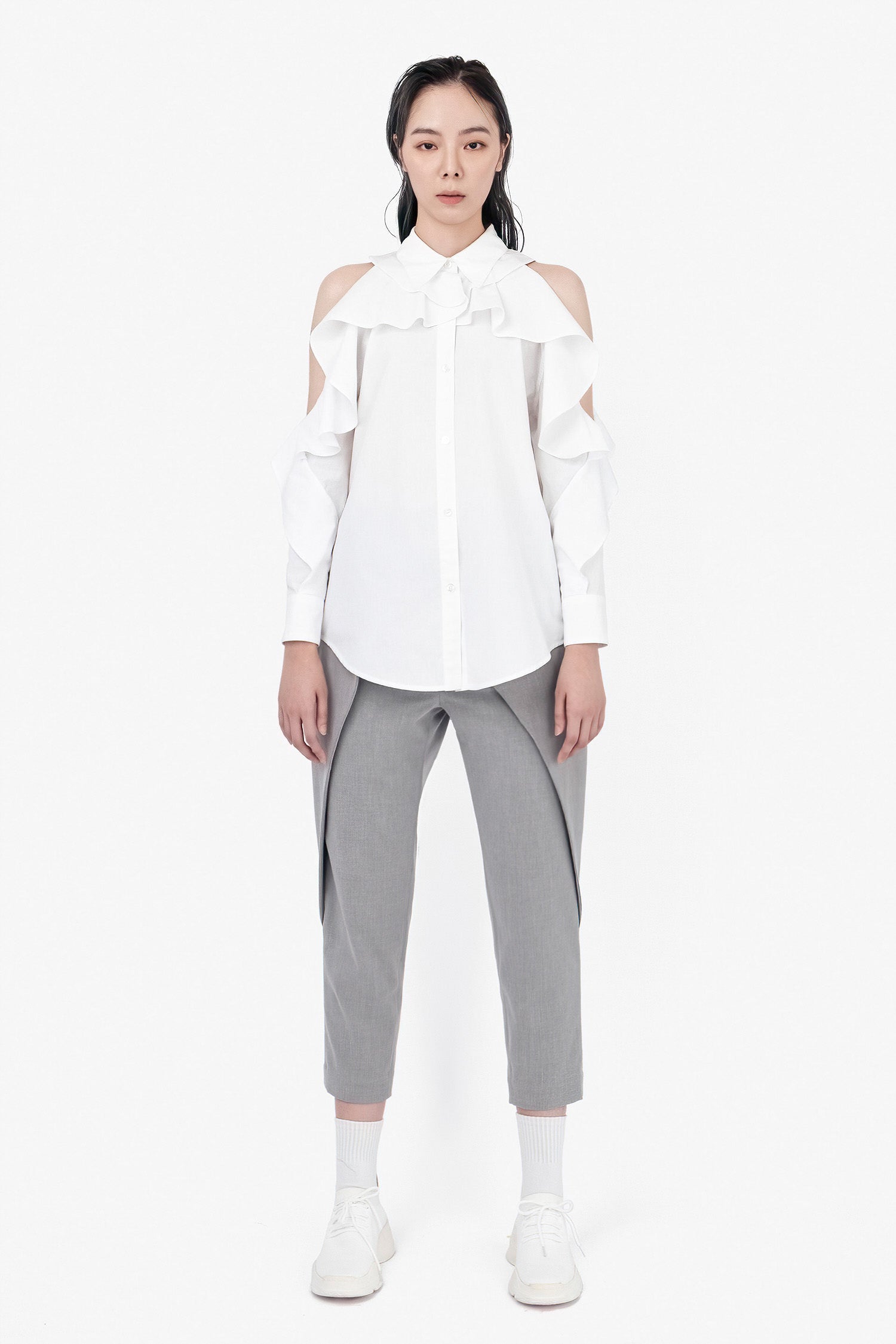 SEANNUNG - WOMEN - Off-Shoulder Flounced Shirt 露肩荷葉襯衫